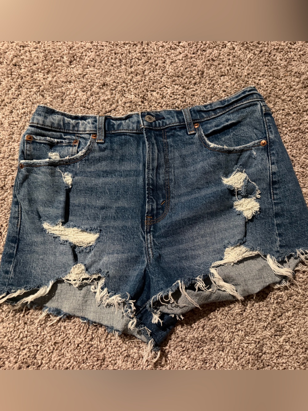 Abercrombie & Fitch Distressed Denim Shorts - Blue